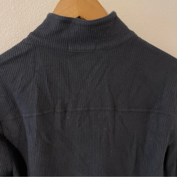 Agave Denim Wave Train Flat Back Seersucker 1/4 Zip Mock Pullover Black NWT-S - Picture 8 of 13